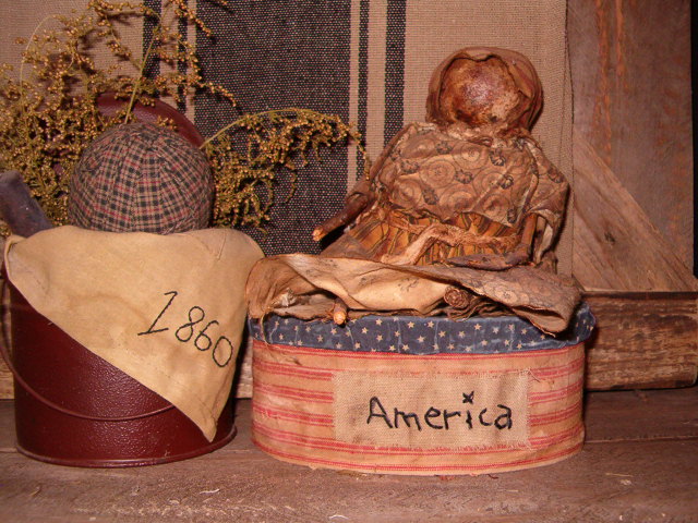 America fabric covered oval box