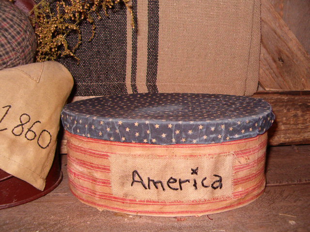 America fabric covered oval box