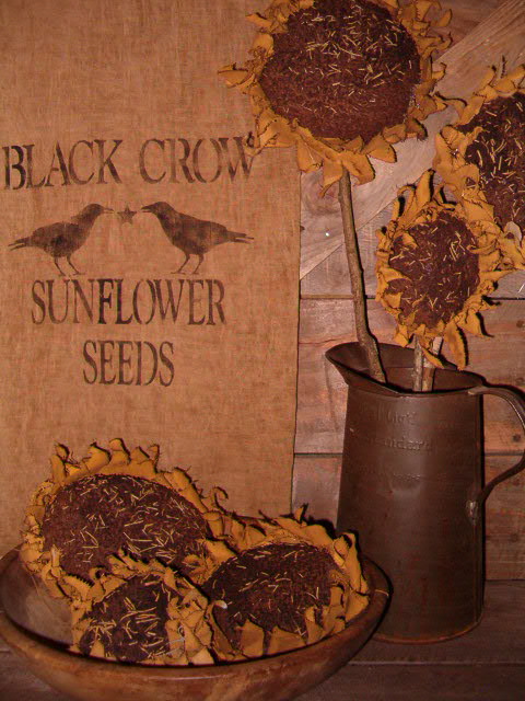 Faux prim dried sunflower heads