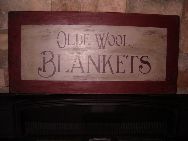 Olde Wool Blankets sign