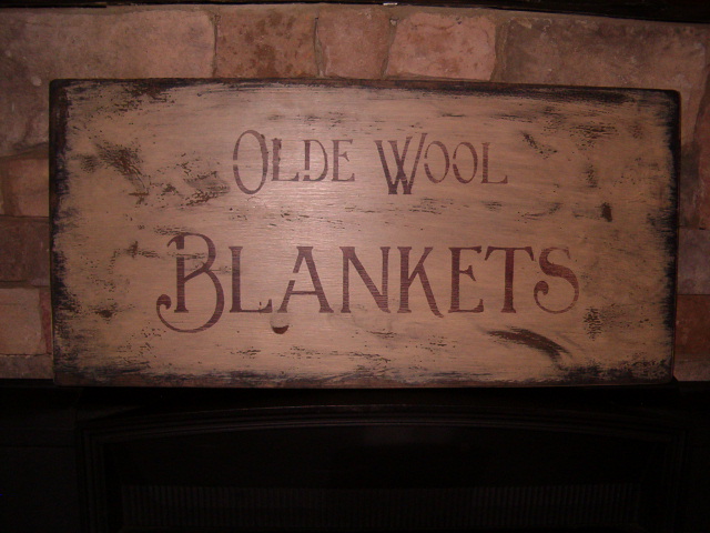 Olde Wool Blankets sign