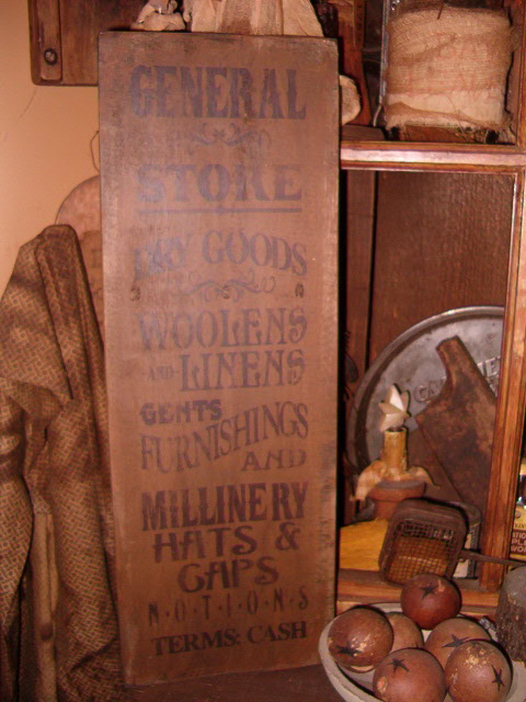 General store dry goods sign