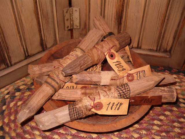 Old barn pegs wrapped in homespun
