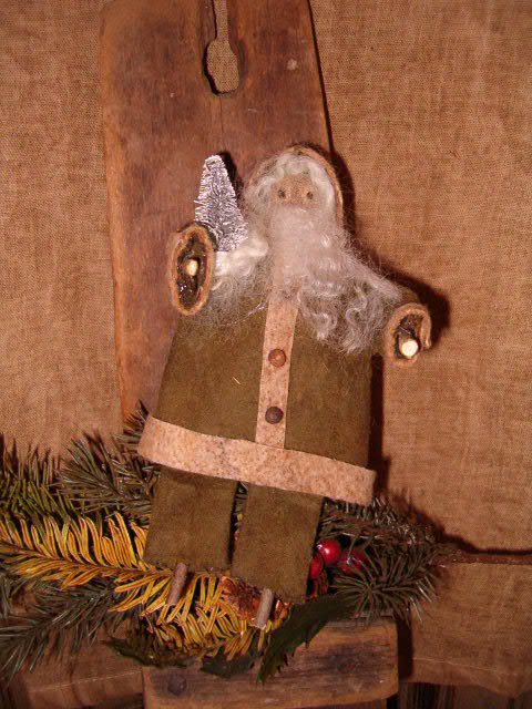 Santa ornie with bottle brush tree