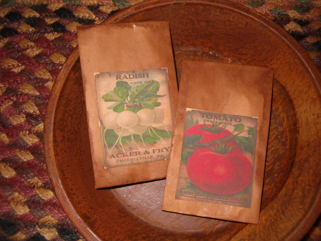Aged seed packet items