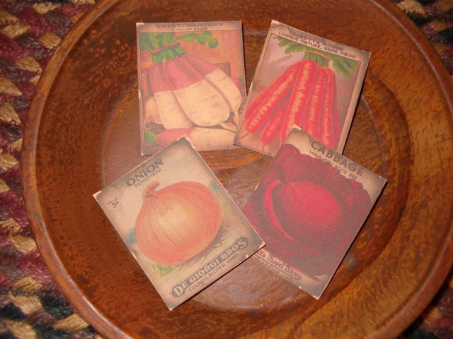 Aged seed packet items