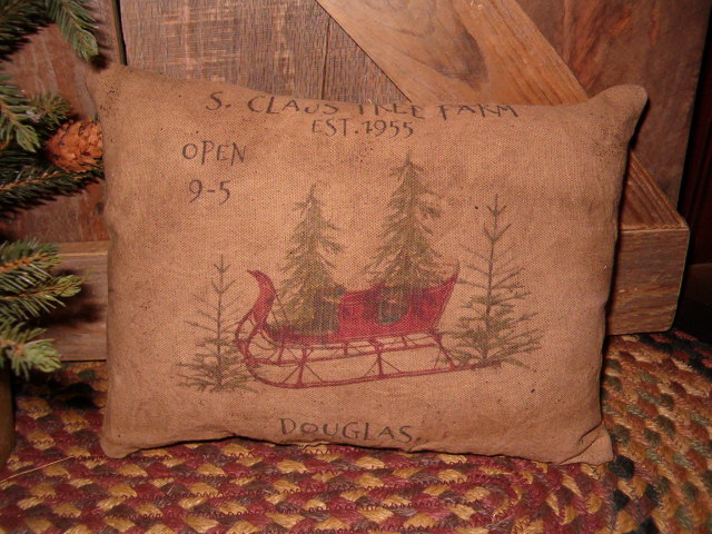 S Claus tree farm pillow