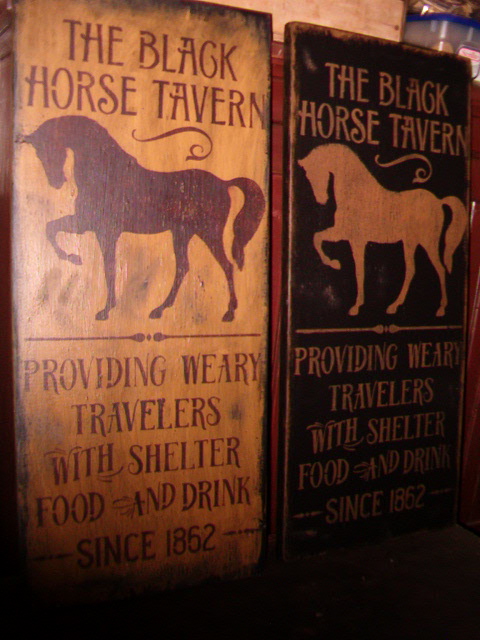 Black horse tavern sign