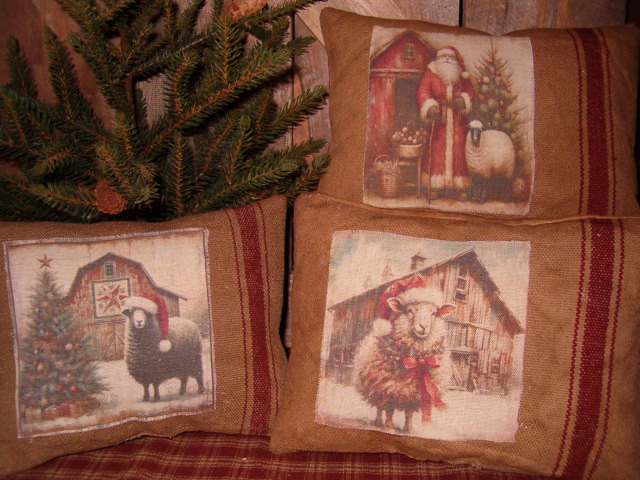 Santa and sheep print Grainsack pillows