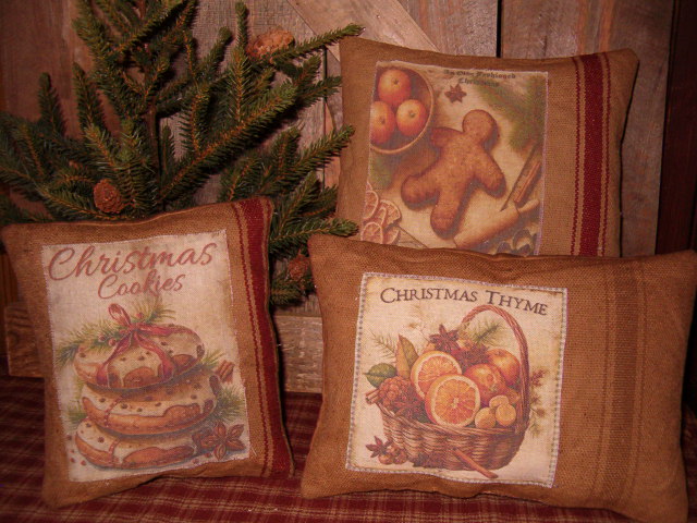 Christmas goodies print grainsack pillows