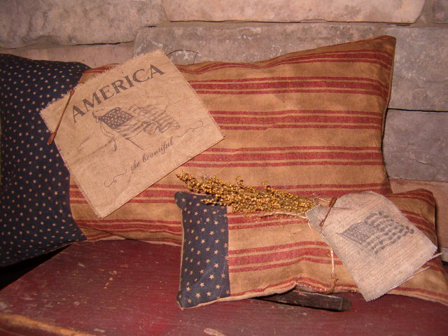 Homespun flag pillows