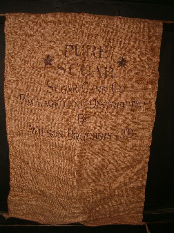 large pure sugar burlap sack