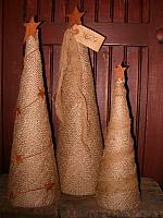 burlap tree trio