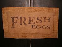 Fresh Eggs burlap hanger
