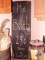 vertical hot bath sign