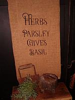 basil chives parsley towel