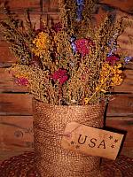 USA burlap wrapped floral can