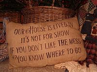 our house is lived in pillow