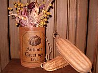 Autumn Greetings grungy can sitter