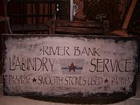 River Bank Laundry sign