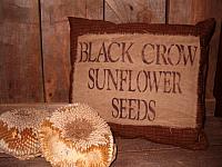 Black crow sunflower seeds homespun pillow