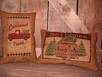 colored patch Christmas pillows