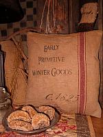Early primitive winter goods pillow