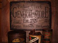 Cabin Creek general store sign