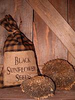 Black sunflower seeds homespun sack