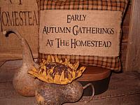 Early Autumn Gatherings At The Homestead homespun pillow