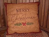 Merry Christmas Homespun border pillow