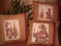 Santa print grainsack pillows