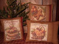 Christmas goodies print grainsack pillows