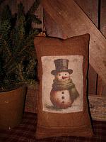 Snowman print grainsack pillow